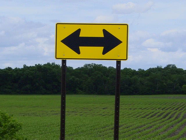 A two way road sign