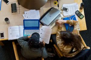 Students doing ACT and SAT test prep
