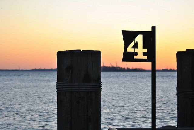 Number 4 flag by the sea