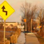 Jagged road sign - like a windy road, a variable interest rate can twist and turn