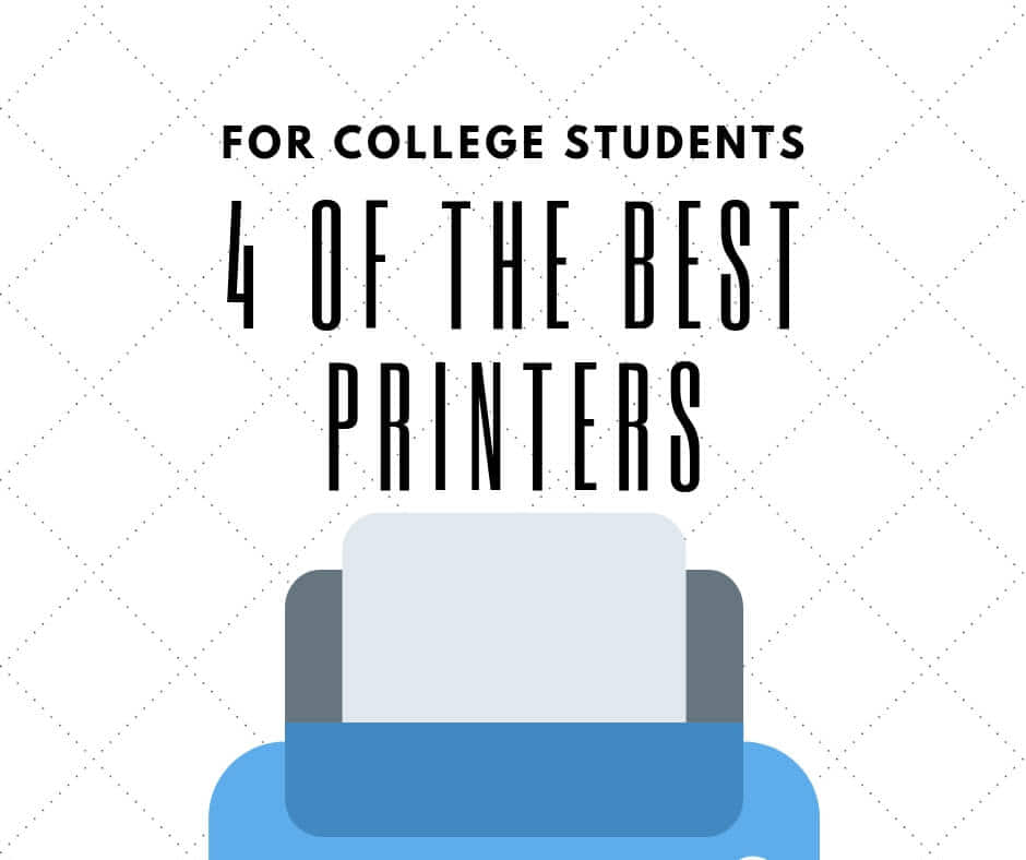 Illustration of a printer. Overlay text that says