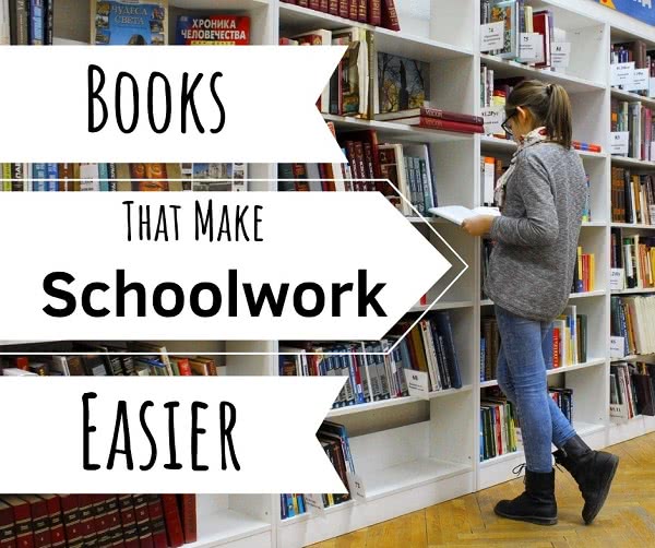 Student looking at books for schoolwork