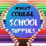 Colored pencils with text: college school supplies
