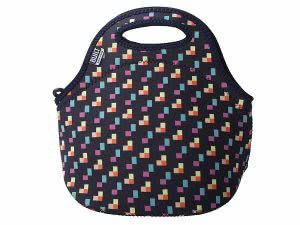 Black BUILT neoprene lunch tote bag with pixel confetti design. Click to view the Amazon page.