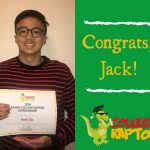 Runner up scholarship winner Jack Do