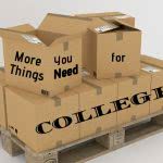 Pallet of boxes with text: More Things You Need for College