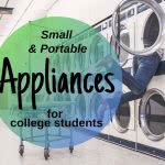 Washing machines with text: small appliances for college students