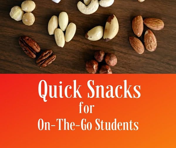 Nuts with text: quick college food for on-the-go-students