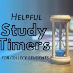 Hourglass with text: helpful study timer for college students