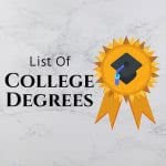 Ribbon and grad cap icon with text: List of college degrees
