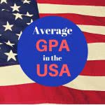 American flag with text: Average GPA in the USA