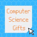 Blue hexagons with text: Computer Science Gifts