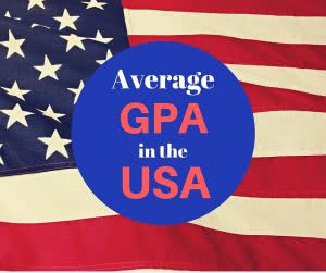American flag with text: Average GPA in the USA