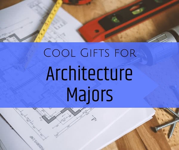 Blueprints and rulers with text: cool gifts for architects