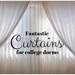 Window drapes with text: fantastic curtains for college dorms