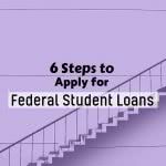 Steps with text: 6 steps to apply for federal student loans