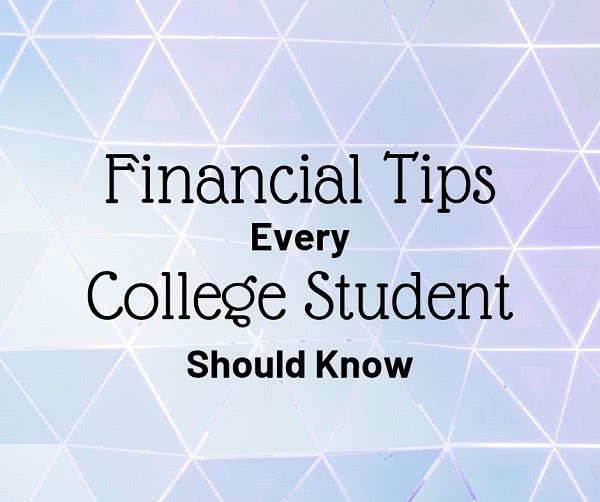 Triangular pattern with text: Financial tips every college student should know