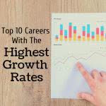 Statistic charts with text: top 10 careers with the highest projected job growth rates
