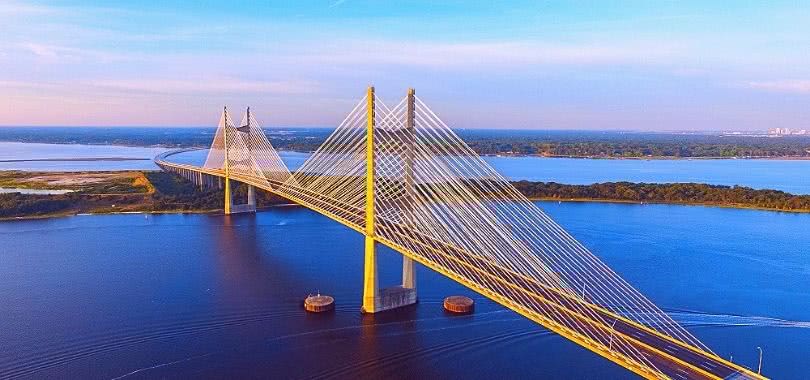 The Dames Point Suspension Bridge in Jacksonville, FL.