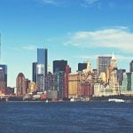 A New York City skyline from the water