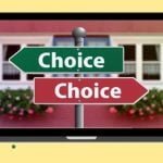 Laptop icon with two arrow signs, each saying "Choice."