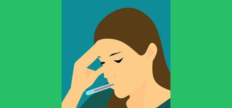 Icon of a College student with a fever.