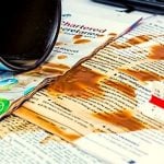 Coffee spilled on college application.