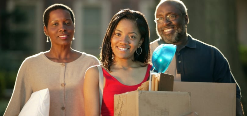 Parent taking child to college.