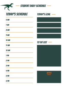 Typical Student Schedule Template.