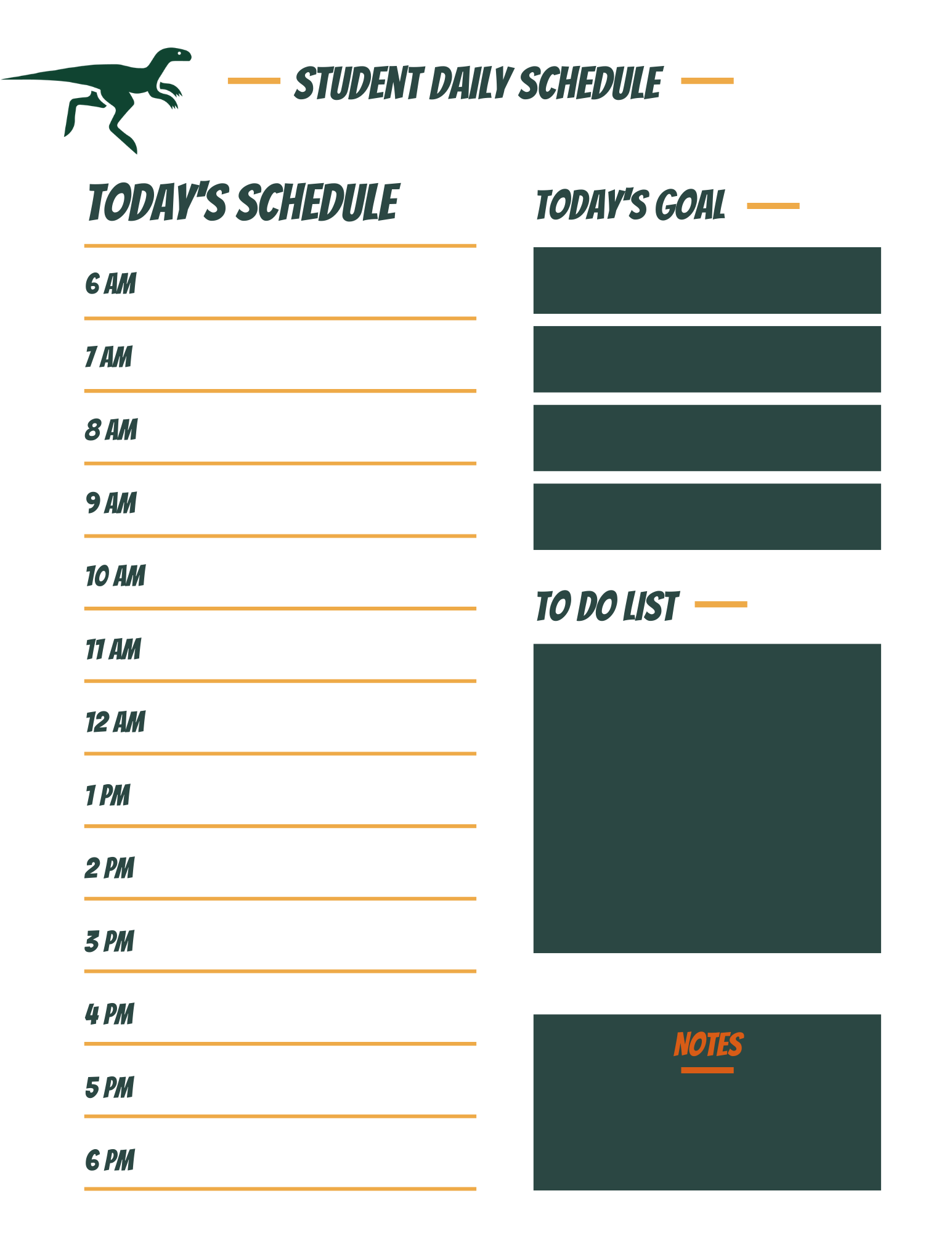 daily routine of a student chart