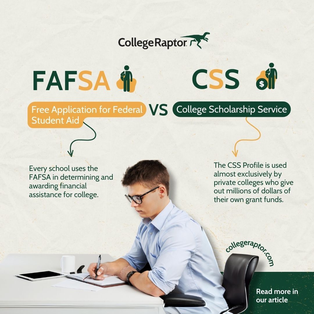 Graphic showing difference between FAFSA and CSS.