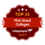 Top mid-sized colleges 2023 badge.