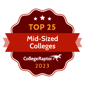 Top mid-sized colleges 2023 badge.