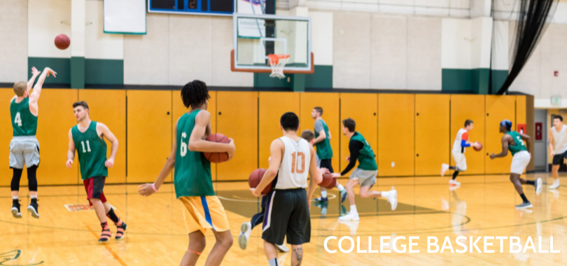 Athletes practicing for college basketball season.