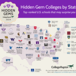 Map of 2024 Hidden Gem Colleges.