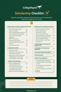 Printable scholarship checklist.