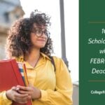 Image with person and text about Scholarships with February deadlines.