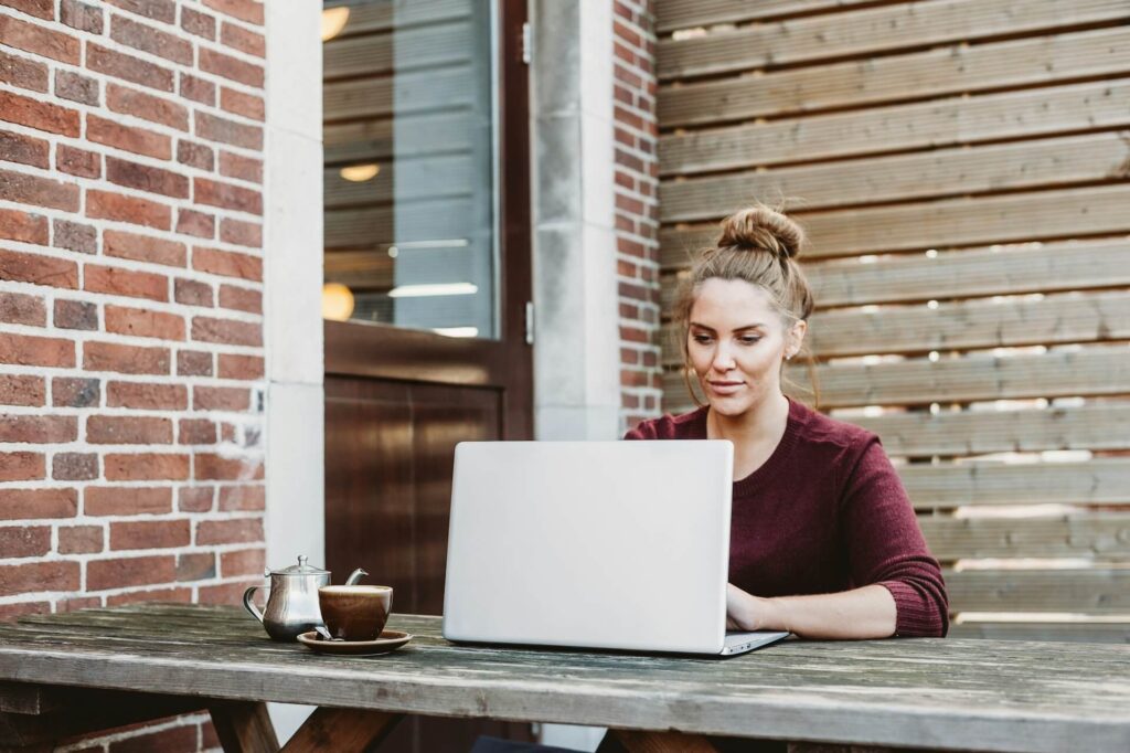 Women searching computer