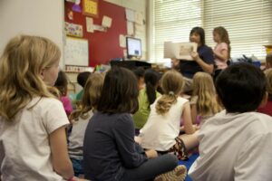 Preschool teacher in classroom