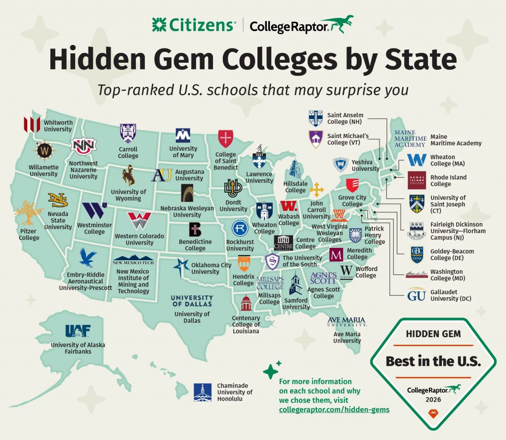 Hidden Gems of the US map.